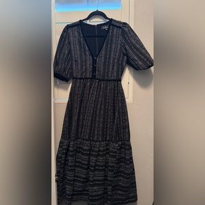 Lulus Midi Striped Black Dress